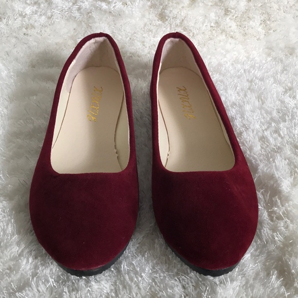 burgundy flats